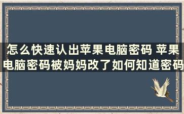 怎么快速认出苹果电脑密码 苹果电脑密码被妈妈改了如何知道密码